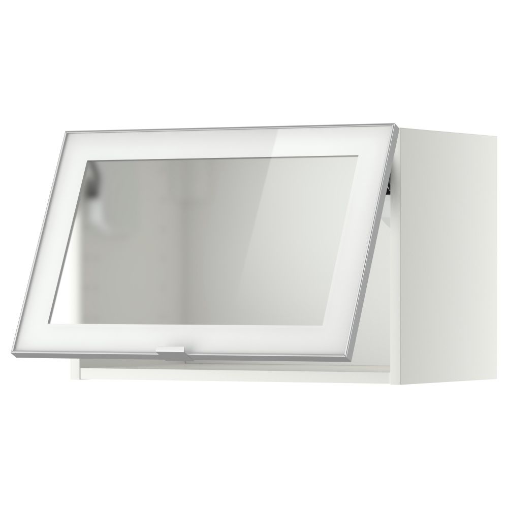 Горизонтальный навесной шкаф со стеклянной дверью МЕТОД, белый, Ютис матовое стекло - схема-чертеж с размерами