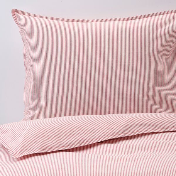 Пододеяльник и 1 наволочка, белый, красный/полоска 150x200/50x70 см IKEA BERGPALM БЕРГПАЛМ 804.676.69 - фото 2