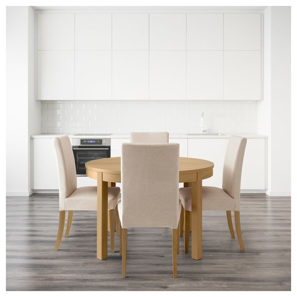Стол и 4 стула БЬЮРСТА / ХЕНРИКСДАЛЬ, дубовый шпон, Линнерид неокрашенный (115 см) - фото 2