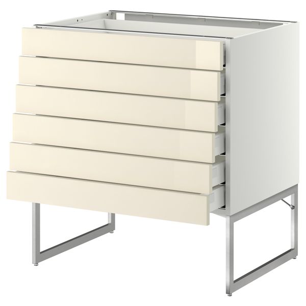 Напольный шкаф 6 фронтальных панелей, 6 нижних ящиков МЕТОД / МАКСИМЕРА, белый, Рингульт кремовый - схема-чертеж с размерами