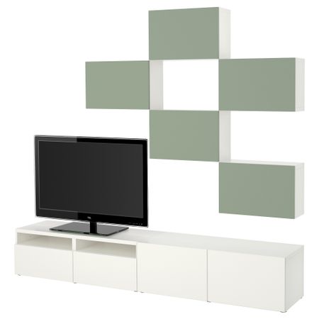 Шкаф для ТВ, комбинация БЕСТО, Лаппвикен зеленый/белый (240x20/40x204 см)