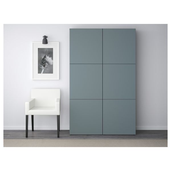 Комбинация для хранения с дверцами БЕСТО, черно-коричневый, Вальвикен серо-бирюзовый - фото 2