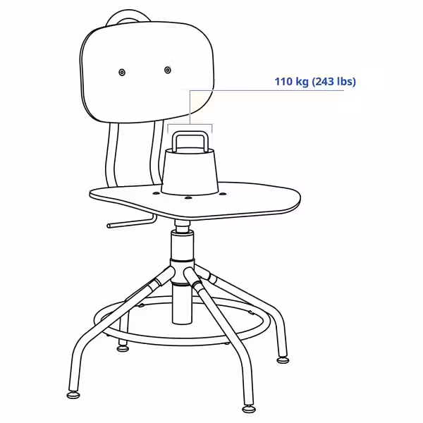 KULLABERG Рабочий стул - сосна/чёрный - фото 3
