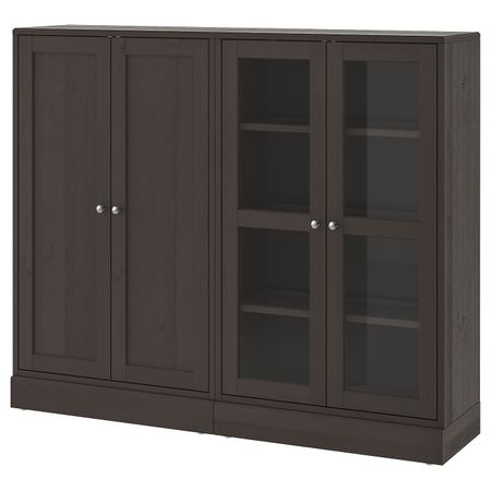 Комбинация для хранения с стеклянная двр, темно-коричневый 162x37x134 см IKEA HAVSTA ХАВСТА 492.660.55