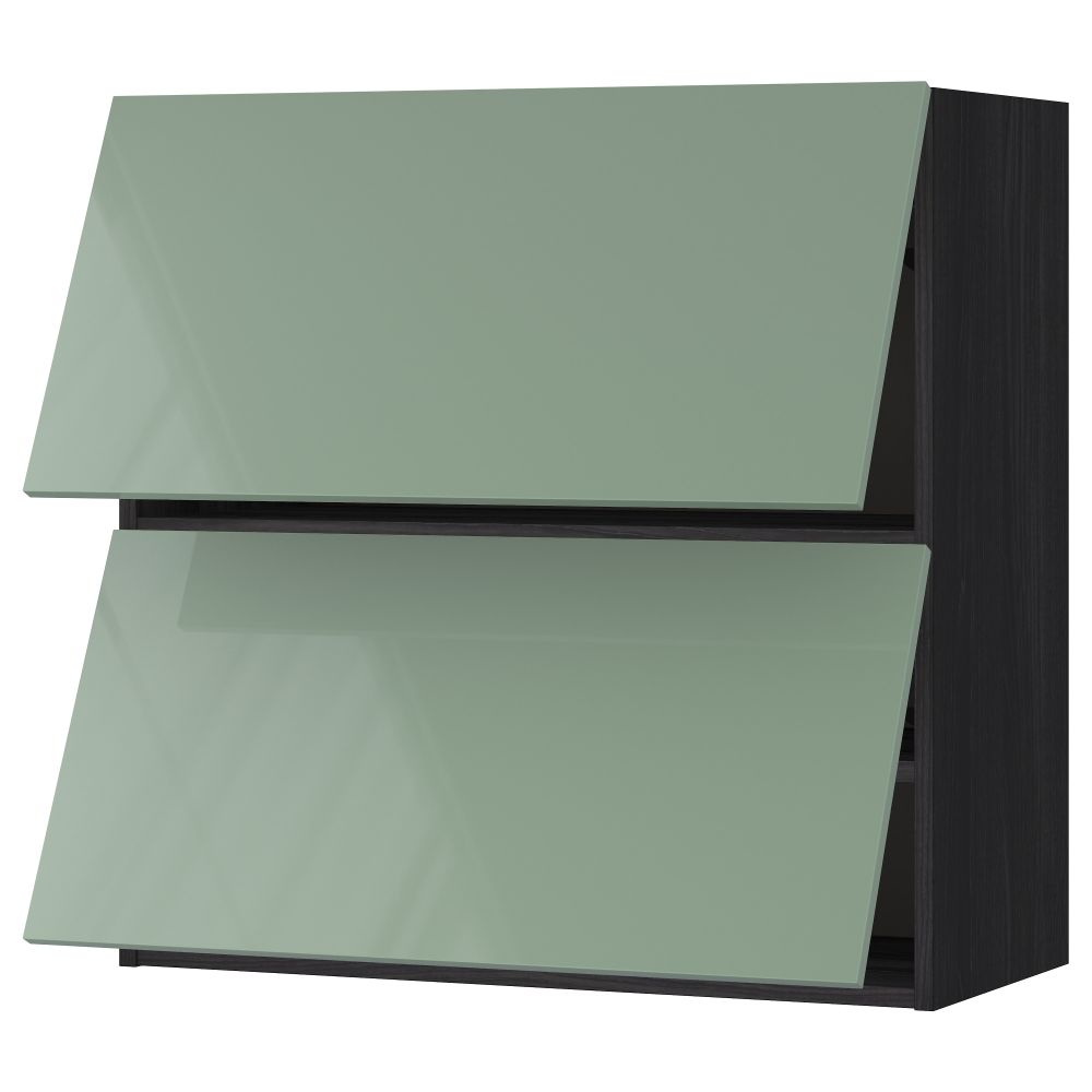 Навесной шкаф, 2 дверцы, горизонтальный МЕТОД, черный, Калларп светло-зеленый - схема-чертеж с размерами