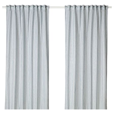Гардины, 1 пара, синий/белый, 145x300 см IKEA БЕРГПИОН 703.997.65