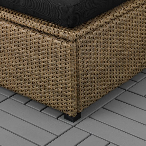 Модульный угловой 4-местный диван, садовый, с табуретом для ног коричневый/Холло черный IKEA СОЛЛЕРОН 092.611.87 - схема-чертеж с размерами