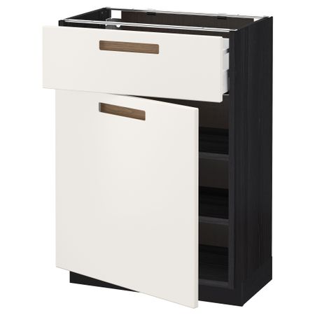 Напольный шкаф с ящиком, дверью МЕТОД / МАКСИМЕРА, черный, Мэрста белый