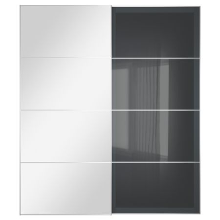 Пара раздвижных дверей АУЛИ / УГГДАЛЬ, зеркальное стекло, серое стекло
