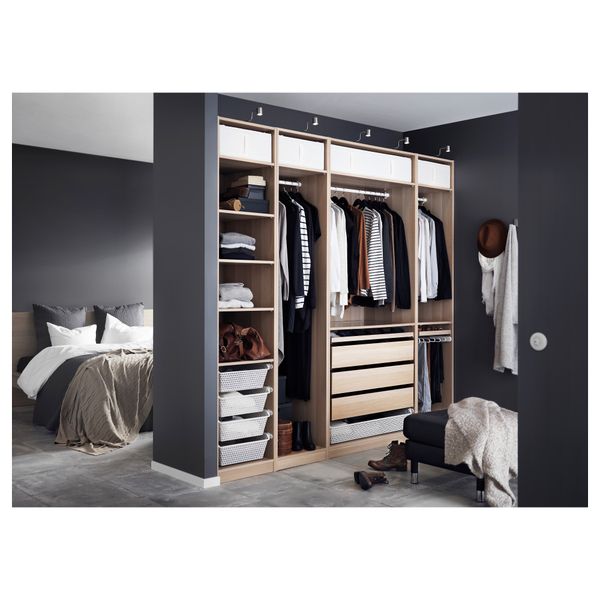 Гардероб ПАКС, под беленый дуб (250x58x236 см) - схема-чертеж с размерами