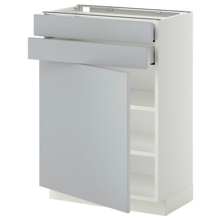 Напольный шкаф с дверцей, 2 ящиками МЕТОД / МАКСИМЕРА, белый, Веддинге серый