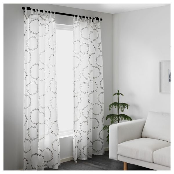 Гардины, 1 пара ВИНТЕР 2016, белый/светло-серый (145x300 см) - схема-чертеж с размерами