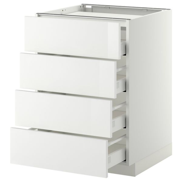 Напольный шкаф, 4 фронтальных панели/4ящика, белый/Рингульт белый 60x60 см IKEA METOD МЕТОД / MAXIMERA МАКСИМЕРА 492.348.80 - фото 1