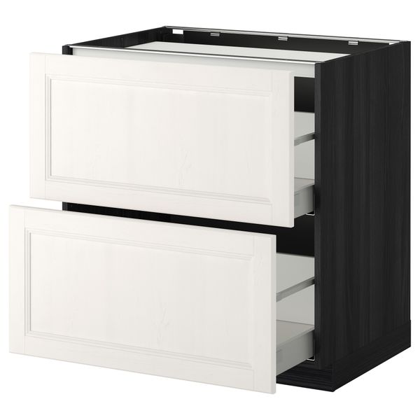 Напольный шкаф, 2 фронтальных панели, 3 ящика МЕТОД / МАКСИМЕРА, черный, Лаксарби белый - фото 1