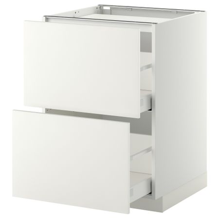 Напольный шкаф, 2 фронтальных панели, 3 ящика МЕТОД / МАКСИМЕРА, белый, Хэггеби белый
