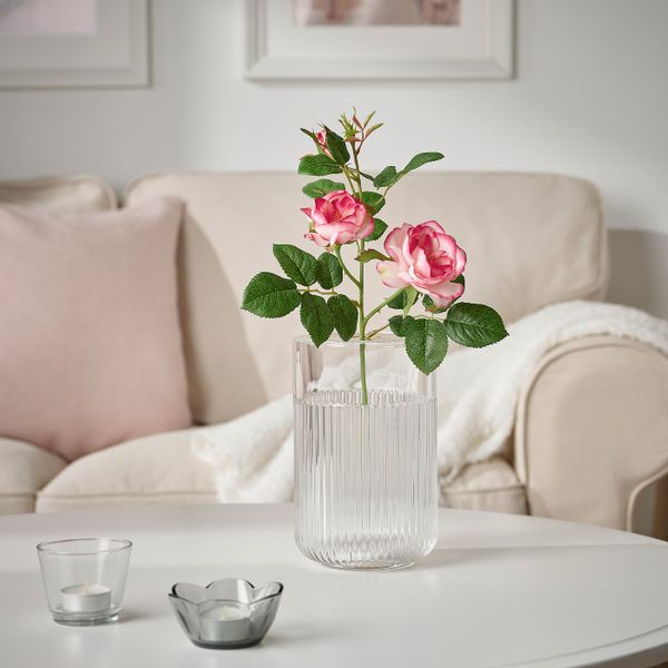 Цветок искусственный, для дома, улицы/Роза розовый 40 см IKEA SMYCKA СМИККА 805.083.87 - схема-чертеж с размерами