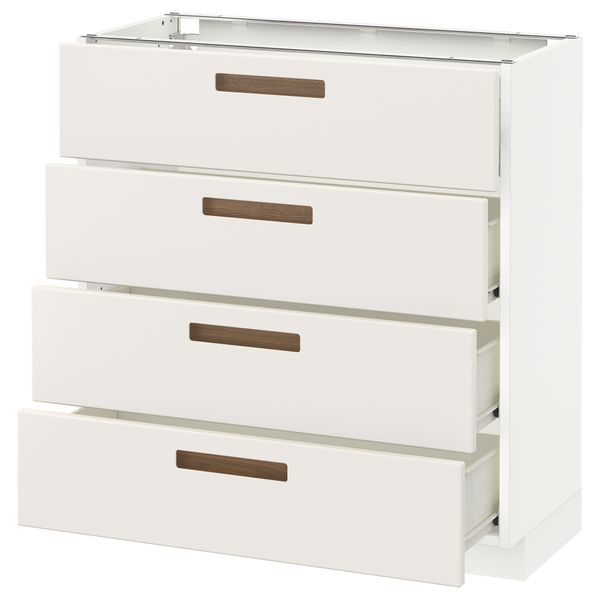 Напольный шкаф 4 фронтальных панели/4 ящика МЕТОД / ФОРВАРА, белый, Мэрста белый - схема-чертеж с размерами