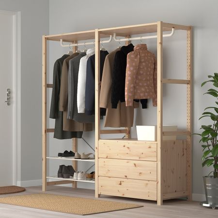 Стеллаж с полками, штангами, комодом 174x50x179 см IKEA IVAR ИВАР 893.146.10