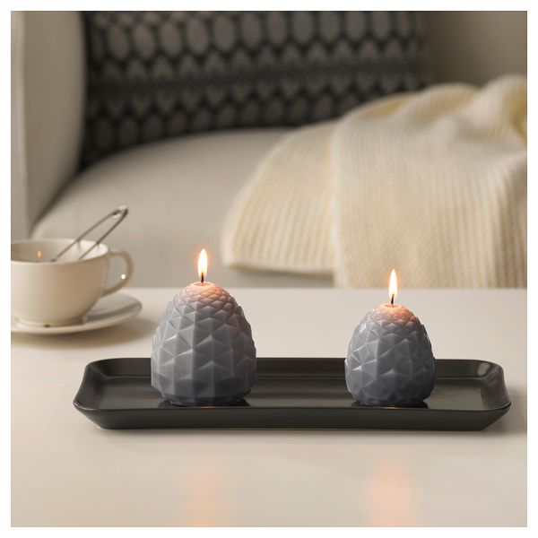 Формовая свеча неароматиз., 2 шт. ВИНТЕР 2017, шишка, серый - схема-чертеж с размерами