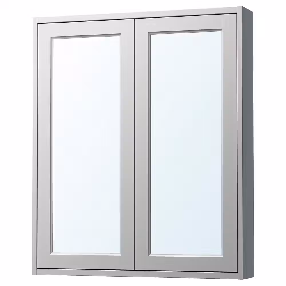 TÄNNFORSEN ТАННФОРСЕН Зеркальный шкаф с дверцами - светло-серый 80x15x95 см - фото 1