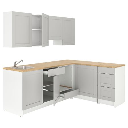 Угловая кухня, серый, 243x164x220 см IKEA KNOXHULT КНОКСХУЛЬТ 494.045.56