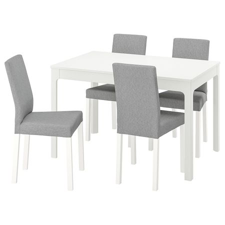 Стол и 4 стула, белый/Книса светло-серый 120/180 см IKEA EKEDALEN ЭКЕДАЛЕН / KÄTTIL КЭТТИЛ 094.288.18