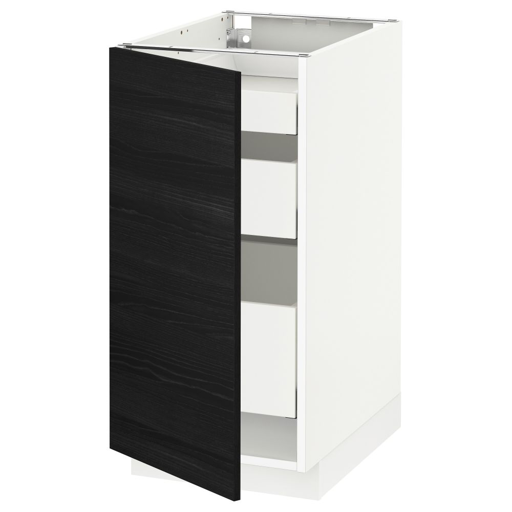 Напольный шкаф с 1 дверцей, 3 ящика МЕТОД / МАКСИМЕРА, белый, Тингсрид черный - схема-чертеж с размерами