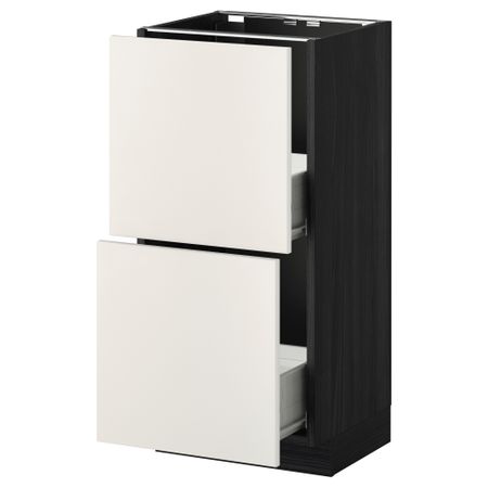 Напольный шкаф с 2 ящиками МЕТОД / ФОРВАРА, черный, Веддинге белый