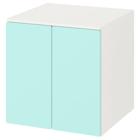 Шкаф, 60x57x63 см, белый бледно-бирюзовый с 1 полкой IKEA PLATSA ПЛАТСАA ПЛАТСА, SMÅSTAD СМОСТАД 793.896.63