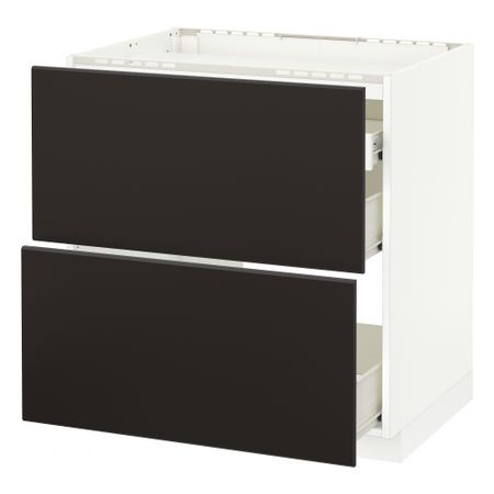 Напольный шкаф, 2 фронтальных панели, 3 ящика МЕТОД / ФОРВАРА, белый, Кунгсбакка антрацит