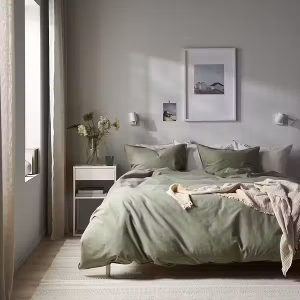 ÄNGSLILJA Пододеяльник и наволочка - серо-зеленый 150x200/50x60 см - фото 2