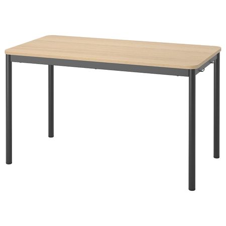 Стол, дубовый шпон, беленый/антрацит 130x70 см IKEA TOMMARYD ТОММАРЮД 593.875.23