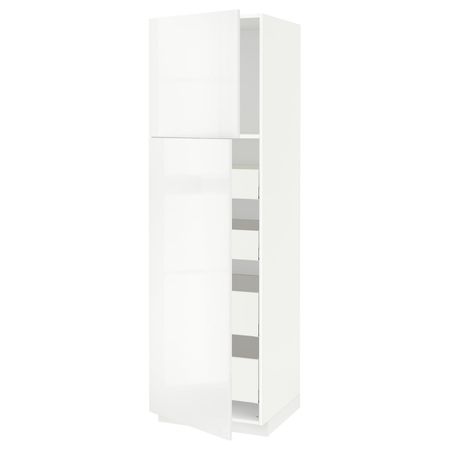 Высокий шкаф/2дверцы/4ящика, белый/Рингульт белый 60x60x200 см IKEA METOD МЕТОД / MAXIMERA МАКСИМЕРА 394.450.91
