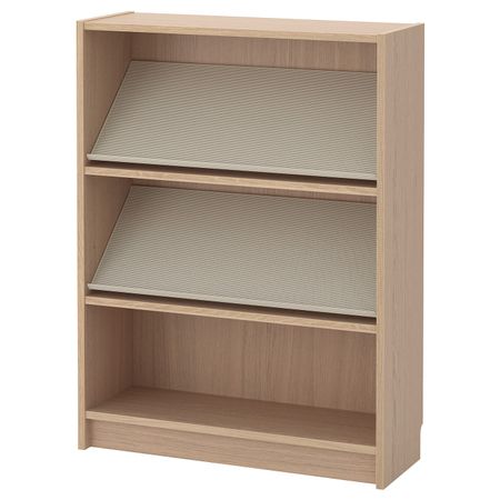 Стеллаж с наклонной полкой, дубовый шпон, беленый/бежевый 80x28x106 см IKEA БИЛЛИ / БОТТНА 892.846.08