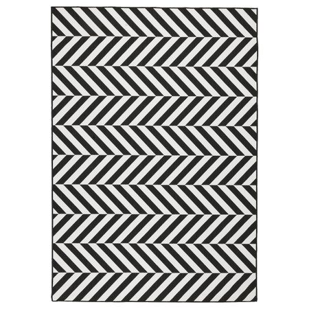 Ковер безворсовый, для/дома/улицы, белый, черный 160x230 см IKEA SKARRILD СКАРРИЛЬД 904.351.97