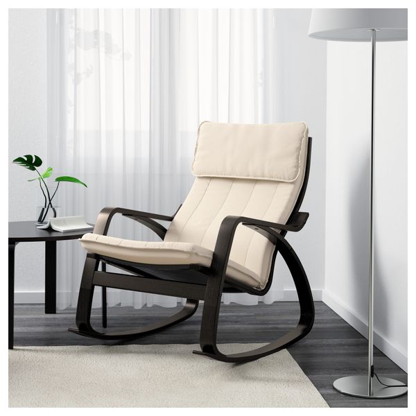 Кресло-качалка ПОЭНГ, черно-коричневый, Ранста естественный - фото 2