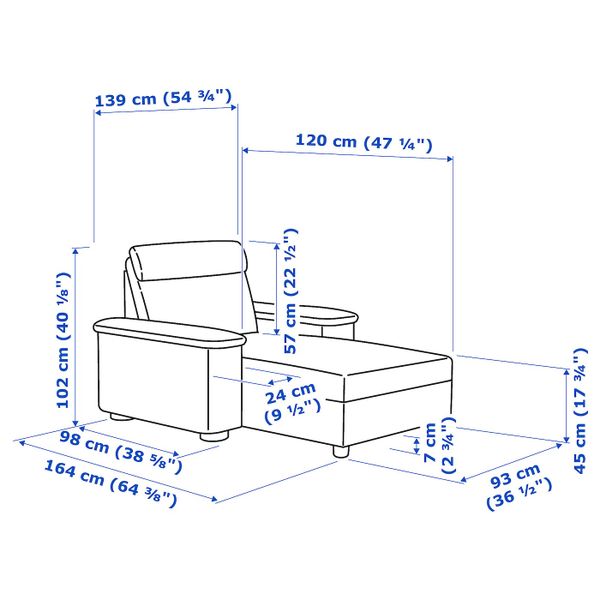 Козетка, Гранн/Бумстад золотисто-коричневый IKEA LIDHULT ЛИДГУЛЬТ 892.661.57 - схема-чертеж с размерами