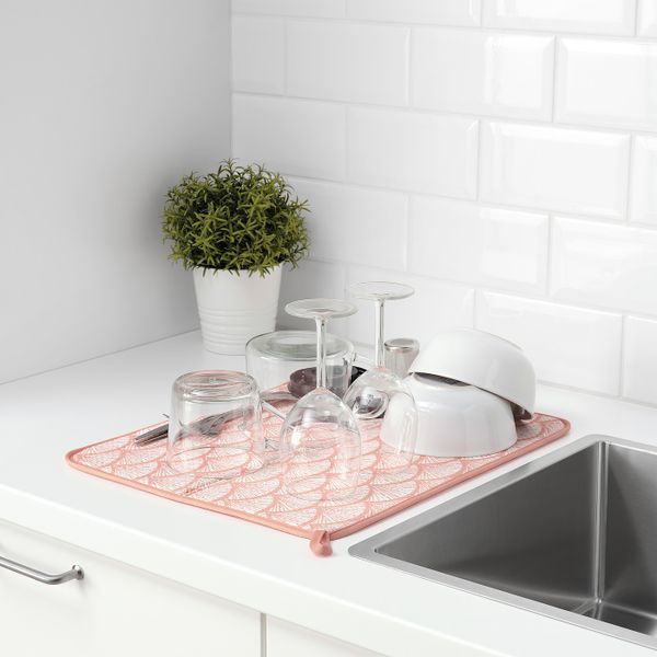 Коврик для сушки посуды, розовый/с рисунком 44x36 см IKEA NYSKÖLJD НЮХОЛИД 604.881.68 - фото 2