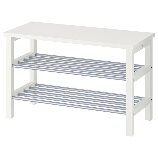 Скамья с полкой для обуви, белый, 81x34x50 см IKEA TJUSIG ЧУСИГ 002.990.62 - фото 1