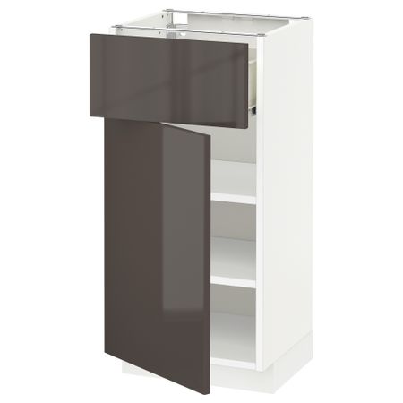 Напольный шкаф с ящиком, дверью МЕТОД / ФОРВАРА, белый, Рингульт серый