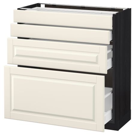 Напольный шкаф 4 фронтальных панели, 4 ящика МЕТОД / МАКСИМЕРА, черный, Будбин белый с оттенком