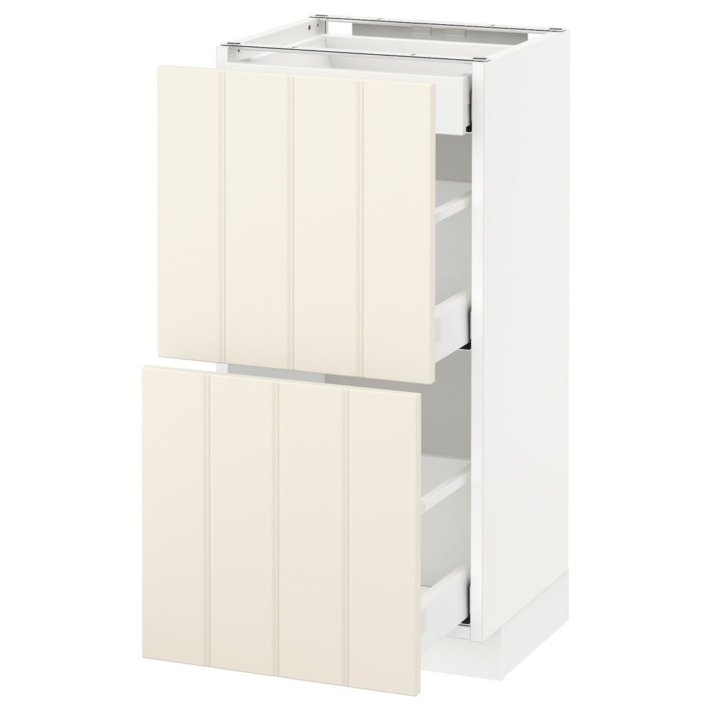 Напольный шкаф/2фасада/3ящика, белый/Хитарп белый с оттенком 40x37 см IKEA METOD МЕТОД / MAXIMERA МАКСИМЕРА 892.307.19 - схема-чертеж с размерами