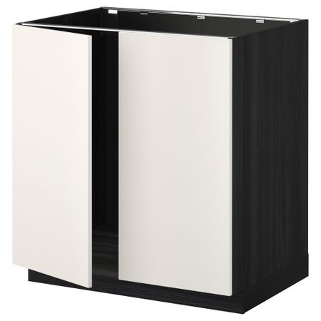 Напольный шкаф для раковины + 2 двери МЕТОД, черный, Веддинге белый