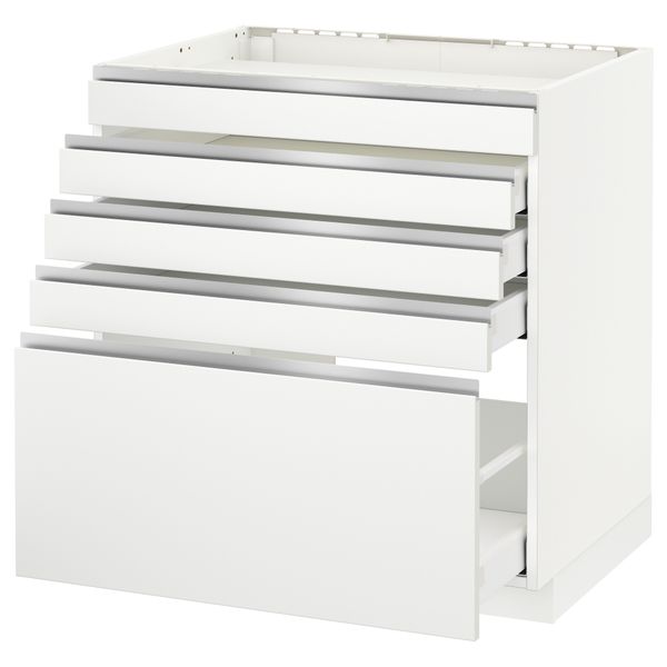 Напольный шкаф для варочной панели, 5 фасадов, 4 ящиков МЕТОД / МАКСИМЕРА, белый, Нодста белый - схема-чертеж с размерами