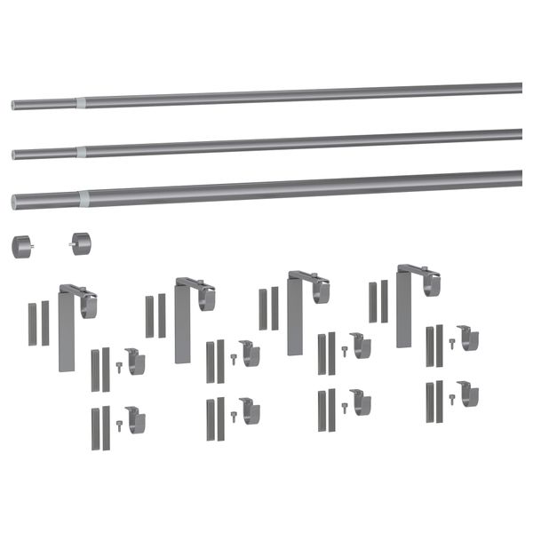 Тройной гардинный карниз, комбинация РЭККА / ХУГАД, серебристый (210-385 см) - фото 3