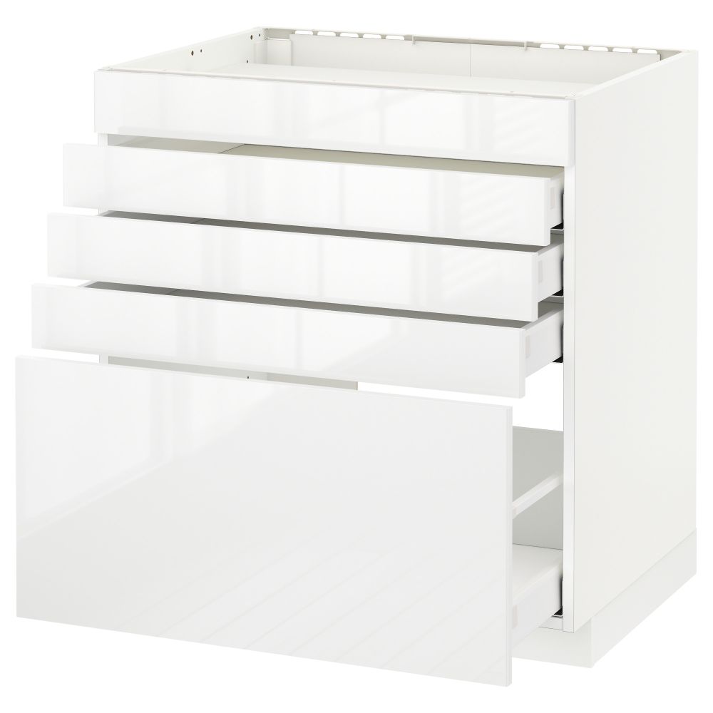 Напольный шкаф для варочной панели, 5 фасадов, 4 ящиков МЕТОД / МАКСИМЕРА, белый, Рингульт белый - схема-чертеж с размерами