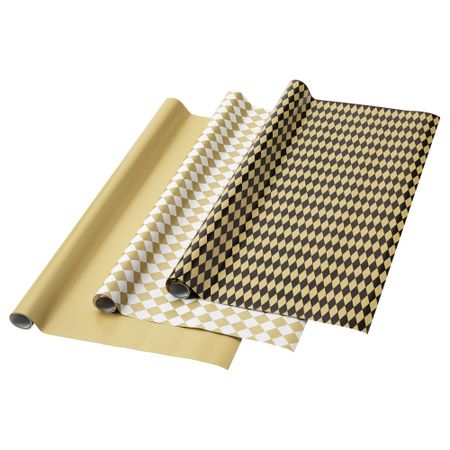 Рулон оберточной бумаги ВИНТЕР 2018, с рисунком, золотой (3x0.7 м 3 шт)