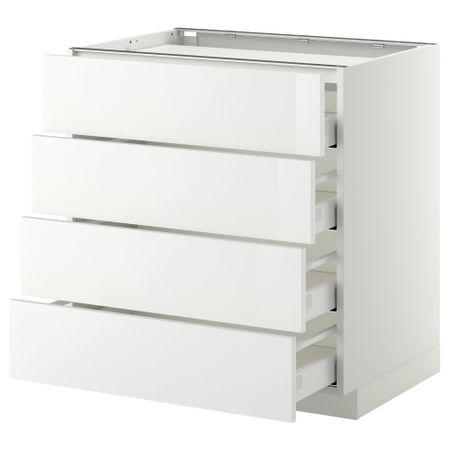 Напольный шкаф, 4 фронтальных панели, 4 ящика МЕТОД / МАКСИМЕРА, белый, Рингульт белый