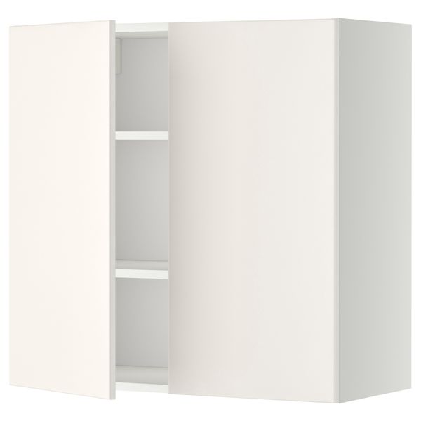 Навесной шкаф с полками, 2 дверцы МЕТОД, белый, Веддинге белый - схема-чертеж с размерами