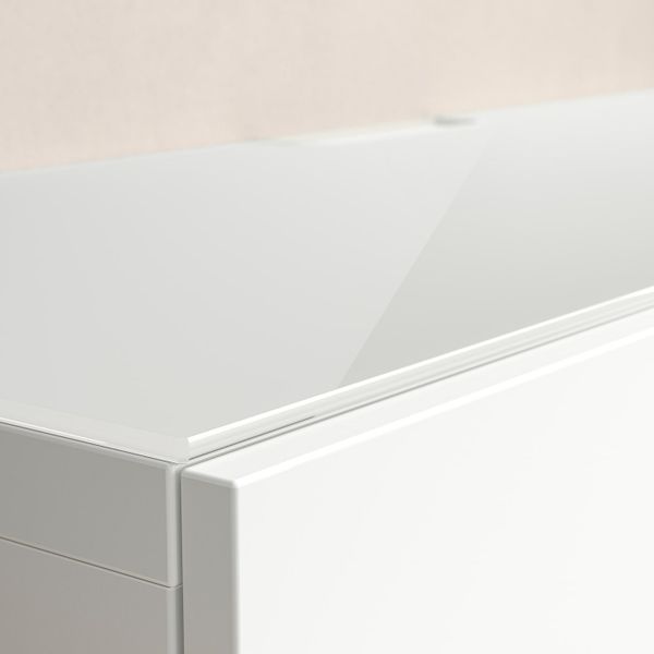 Верхняя панель для ТВ, стекло белый 180x40 см IKEA BESTÅ БЕСТО 303.839.07 - фото 2